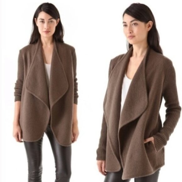 Vince Jacket Size L Thick Wool Open Front Brown Sugar Warm Cozy Neutral Earth - Picture 1 of 15